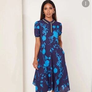Ted Baker Bluebell Floral Print Collared Midi Dress
